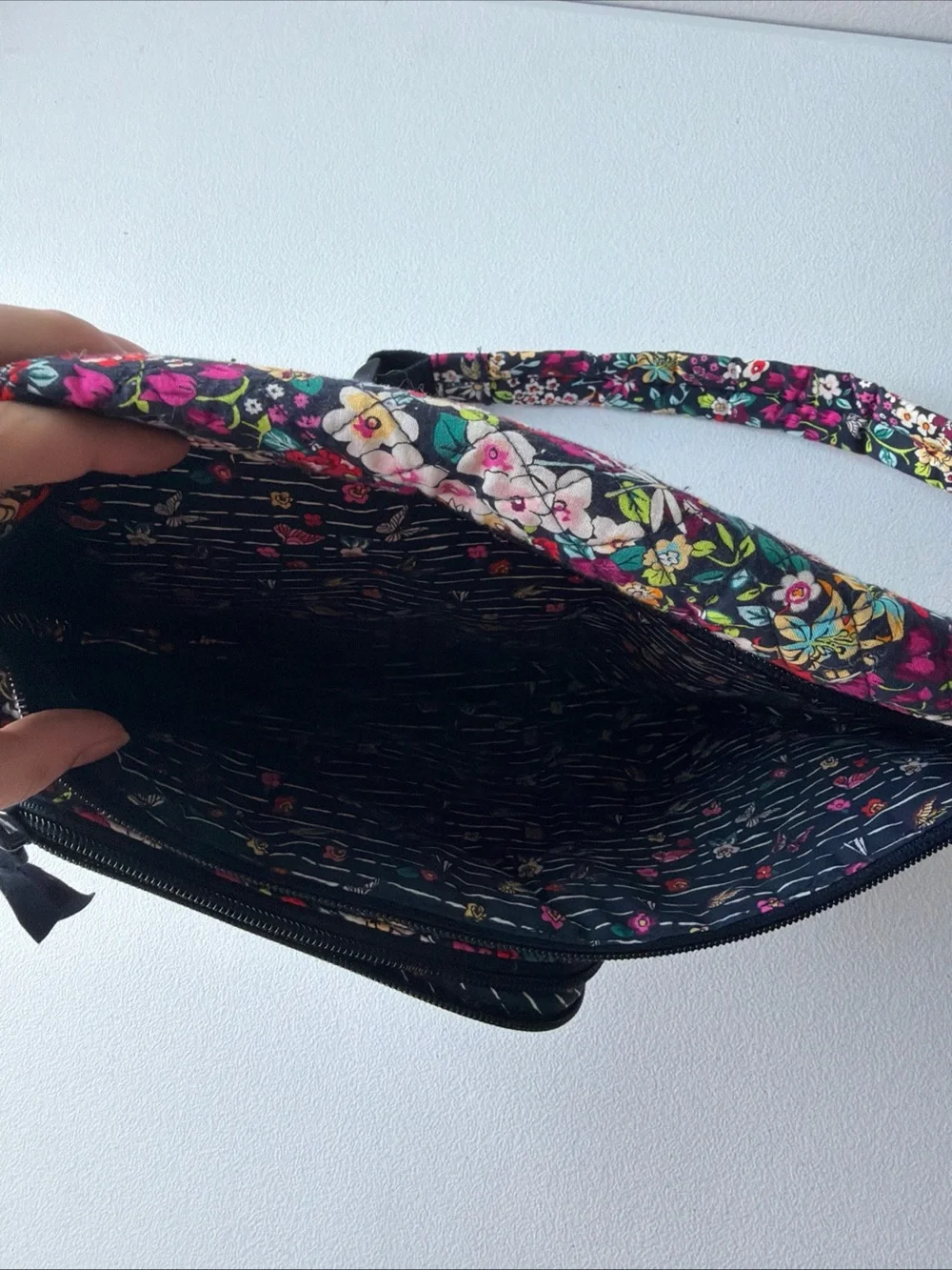 Vera Bradley Floral Quilted Crossbody Belt Bag - Black with Multicolor Floral